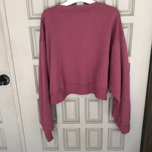 Cotton On Cropped Sweatshirt SzXL Long Sleeves Bottom & Cuffs Pink NWOT - Picture 2 of 8